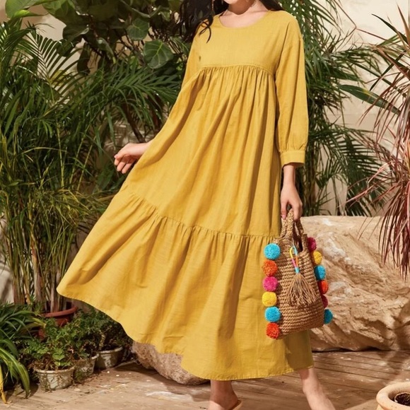yellow cotton maxi dress